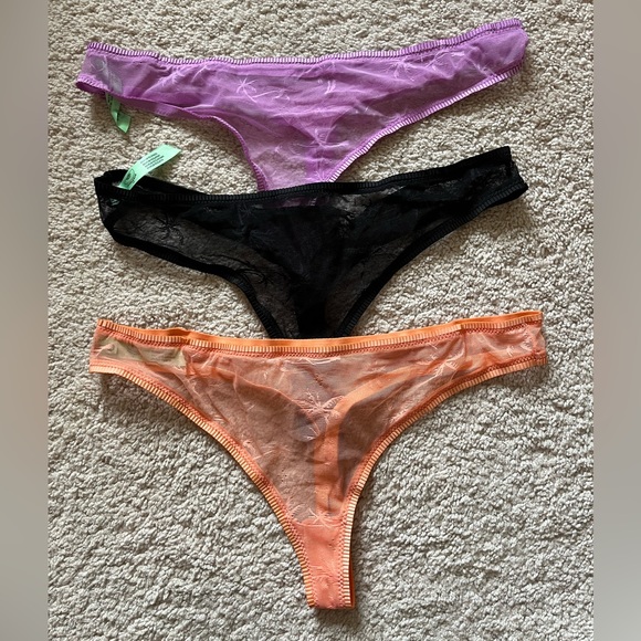 🆕 Honeydew Set of 3 Sheer Palm Tree Thongs M Black Golden Hour Ipanema 🏝️ - Picture 1 of 5